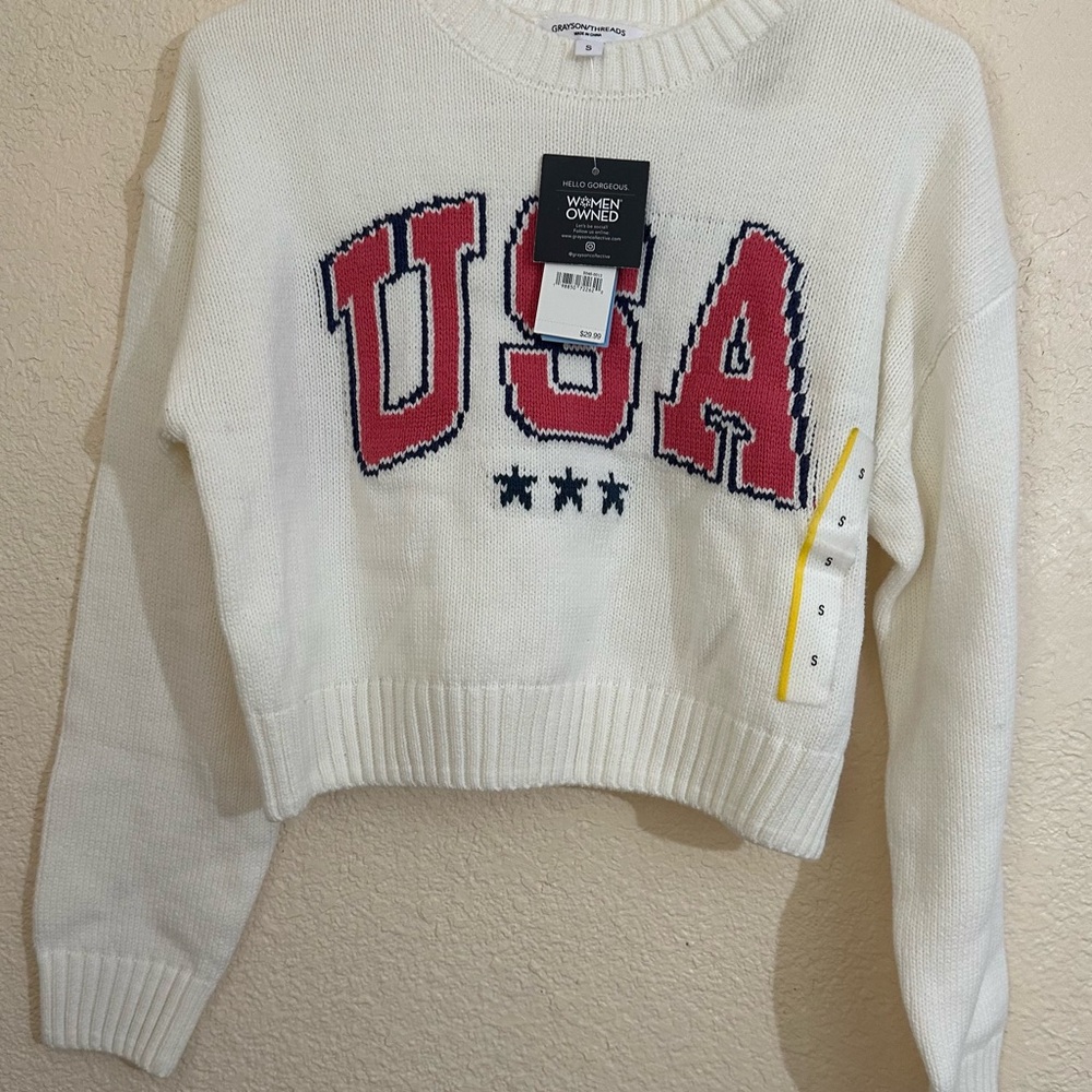 Grayson Threads Cream USA Sweater
